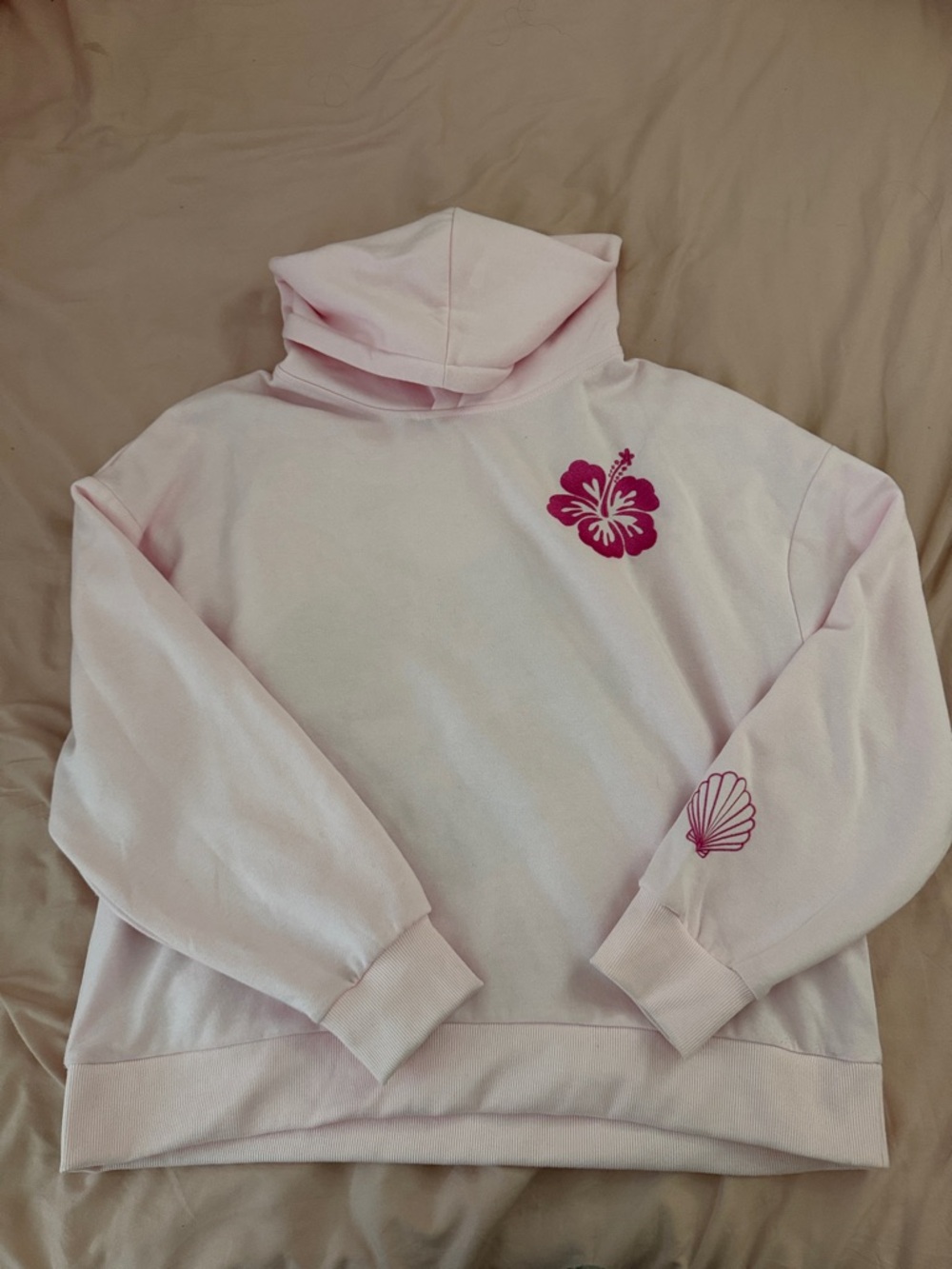Light Pink Floral Graphic Hoodie Sweatshirt